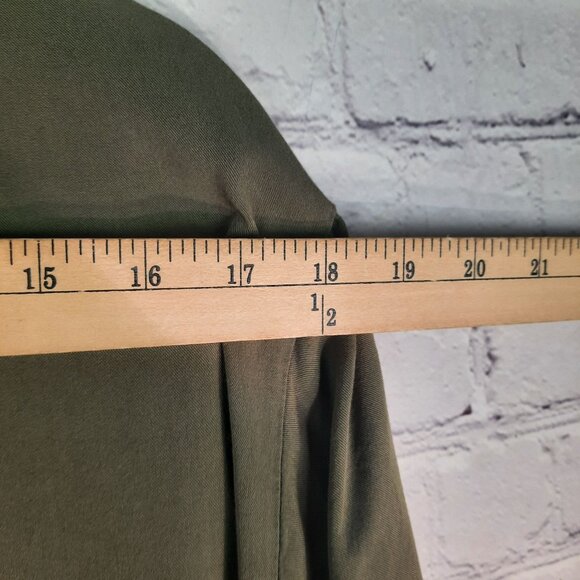 Given Kale Shirt Dress Green Collared Short Sleeve Button Front - Picture 7 of 9